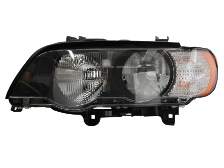 Iluminat auto - Far stanga (H7/HB3, electric, cu motoras, fundal negru) BMW X5 (E53)