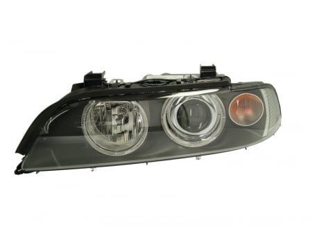 Piese Auto - Far stanga (H7/PY21W, reglaj electric, cu motoras, fundal negru, fundal transparent) BMW Seria 5 (E39) 2000-2004