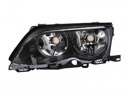 Iluminat auto - Far stanga (H7, reglaj electric, cu motoras, fundal negru) BMW Seria 3 2001-2006