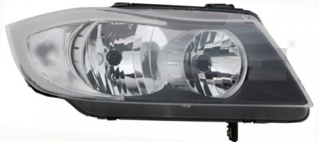 Iluminat auto - Far stanga (H7, reglaj electric, cu motoras, fundal negru/insertii crom) BMW Seria 3 2004-2012