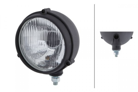 Piese Auto - Far universal Dreapta/Stanga (rotund, H4/T4W, 12/24V, latime 144mm, inaltime 192mm, diametru 144mm, adancime: 115mm, transparent, plastic, negru, Lampi de pozitie)