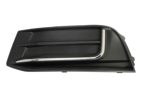 Grile - Grila bara fata stanga cu ornament cromat plastic, negru/crom potrivit AUDI A3 8V 2016-2020