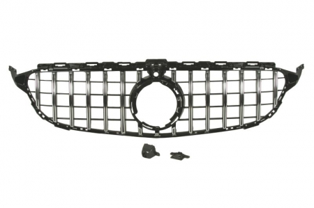 Grile - Grila radiator (cu locas camera, AMG STYLING/GT, negru glossy/cromat) potrivit MERCEDES C-KLASA W205 12.18-02.21