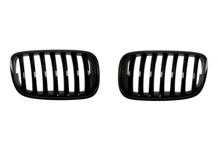 Grile - Grila radiator Dreapta/Stanga Set 2 bucati, model pachet M, negru lucios potrivit BMW X5 E70 3.0-4.8 2006-2013