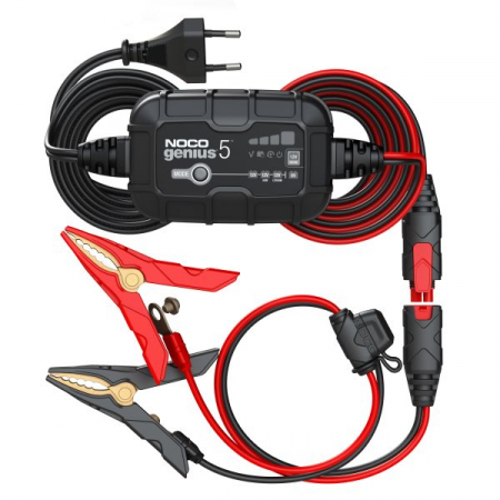 Service acumulatori - Incarcator baterii GENIUS5EU, voltaj incarcare: 6/12 V NOCO, curent schimbat: 5A, alimentare electrica: 120/240V, tip baterie: AGM/EFB/GEL/Li-Ion/MF/WET