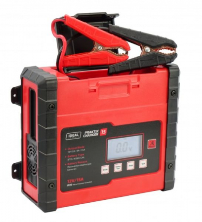 Incarcator baterii PRAKTIK CHARGER 15 LCD, voltaj incarcare: 12 V IDEAL, curent schimbat: 2/8/15A, alimentare electrica: 230V, tip baterie: AGM/EFB/GEL/MF/WET [1]