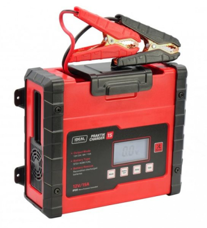 Service acumulatori - Incarcator baterii PRAKTIK CHARGER 15 LCD, voltaj incarcare: 12 V IDEAL, curent schimbat: 2/8/15A, alimentare electrica: 230V, tip baterie: AGM/EFB/GEL/MF/WET