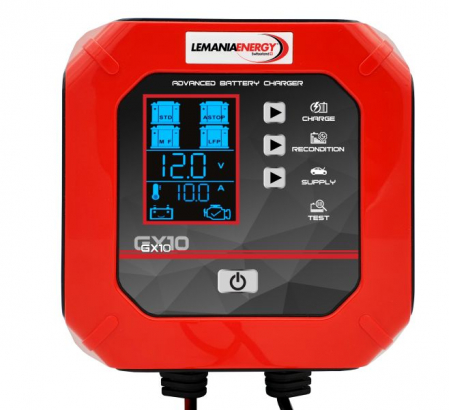 Service acumulatori - Incarcator baterii, voltaj incarcare: 12 V LEMANIA ENERGY, curent schimbat: 10A, alimentare electrica: 230V, tip baterie: AGM/EFB/LiFePO4/VRLA/WET