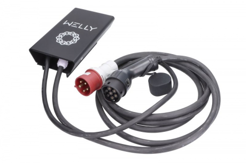 Incarcator perete Welly, numar faze: 3, 22kW, culoare: negru, cablu tip 2 WELLY Powder coated 9005S negru RCMB 3-Phase plug 6H [1]