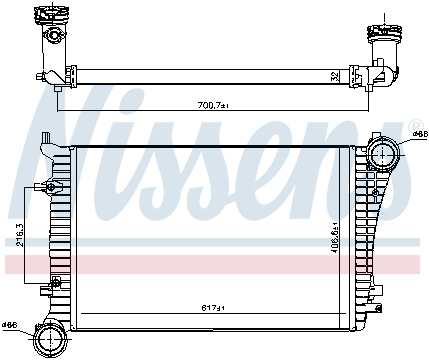 Piese Auto - Intercooler AUDI A3; SEAT ALTEA, ALTEA XL, LEON, TOLEDO III; SKODA OCTAVIA II, SUPERB II; VW CADDY III, EOS, GOLF PLUS, GOLF V, JETTA III, PASSAT, TOURAN 1.6D/1.9D/2.0D dupa 2003