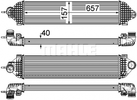 Intercooler potrivit FORD C-MAX II, FOCUS III, GRAND C-MAX, KUGA II, TOURNEO CONNECT V408 NADWOZIE WIELKO, TRANSIT CONNECT V408/MINIVAN 1.6/1.6ALK 07.10- [1]