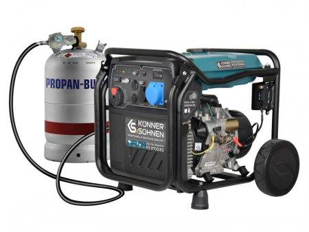 Invertor generator tip combustibil: LPG/Petrol 230V, putere motor 16,1 HP, putere maxima: 8kW, curent nominal: 34,8A, prize: 1x16A (230V), 1x32A (230V); pornire: electric/manual [1]