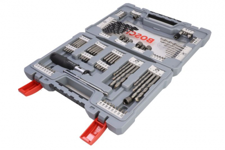 Echipamente - Kit burghiu, HSS-G / HSS-R, 105buc, diametru burghiu: 2; 2,5; 3; 4; 5; 6; 7; 8mm, destinat pentru: beton/lemn/metal (Biti si socluri X-Line Premium)