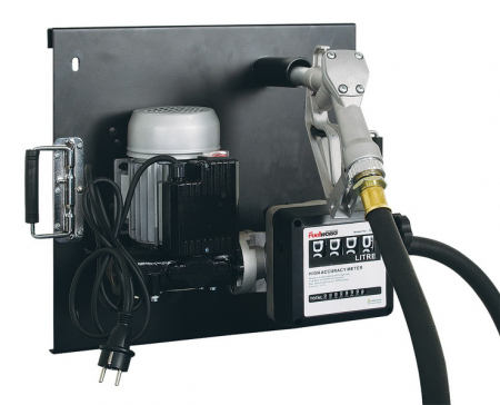 Echipamente pentru atelier - Kit distributie ulei combustibil PROFITOOL ON/DIESEL, montat pe perete sau pentru un rezervor Mauser, pompa electrica. 120 l/min, alimentare 230V, debitmetru, furtun de aspirație 2 m, furtun de distri