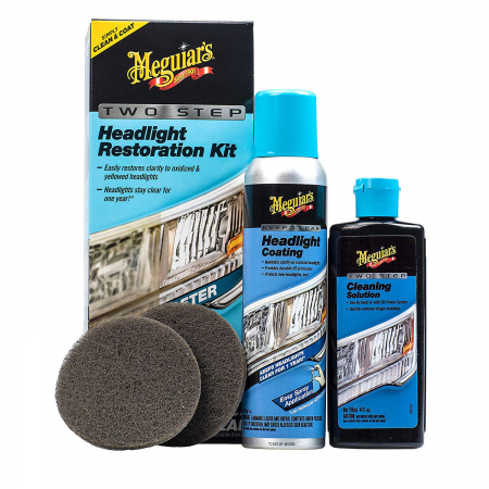 Chimice si Intretinere - Kit polish faruri Meguiar's, fara masina polish, Two Step Headlight Restoration Kit EU