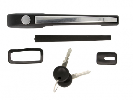 Maner usa - Maner usa Fata Stanga cu cheie, exterior, cu incuietoare, crom/negru potrivit VW CADDY I, GOLF II, JETTA II, PASSAT B2, POLO, POLO CLASSIC, POLO II, SCIROCCO 0.9-2.2 1979-1994