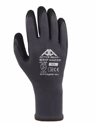 Manusi de protectie, ACTIVE GRIP, nitril, marime: 9/L, 12 perechi, culoare: gri/negru, durabilitate: EN 388 4121A; EN 420, cum se foloseste: reutilizabil [1]