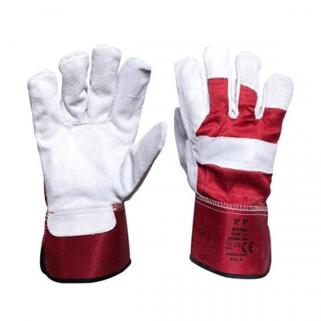 Echipamente - Manusi de protectie, PP RYAN, marime: 10/XL, 12 perechi, culoare: gri/rosu, cum se foloseste: reutilizabil