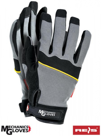 Echipamente - Manusi de protectie RMC-HERCULES, piele sintetica, marime: 9/L, 1 pereche, culoare: gri/negru, durabilitate: EN ISO 21420:2020, cum se foloseste: reutilizabil