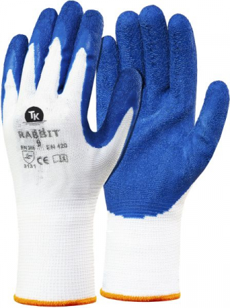 Echipamente - Manusi de protectie, RS RNYLA RABBIT, nilon / poliuteran, marime: 10/XL, 12 perechi, culoare: alb/albastru, durabilitate: 3131; EN 388; EN 420, cum se foloseste: reutilizabil