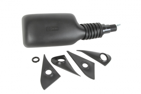 Oglinzi auto - Oglinda laterala Dreapta mecanic, crom, carcasa neagra potrivit FIAT FIORINO, FIORINO/MINIVAN, UNO