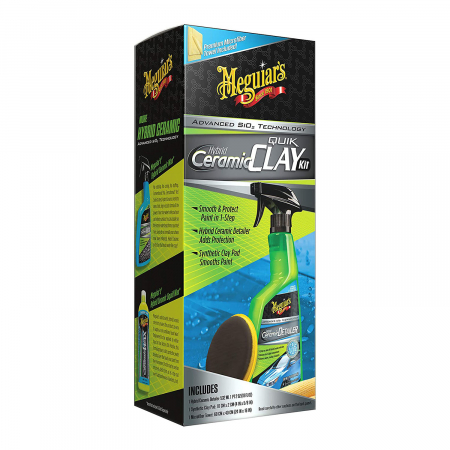 Pachet detailing auto Meguiar's , include spray ceramic, burete aplicator si laveta stergere, 532 ml, Hybrid Ceramic Quik Clay Kit [1]