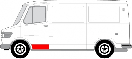 Panou reparatie usa Fata Stanga (strat, partea inferioara, la prima coasta) potrivit MERCEDES T1 (601), T1 (601, 611), T1 (602), T1 (B601), T1 (B602), T1/TN 05.77-02.96 [1]