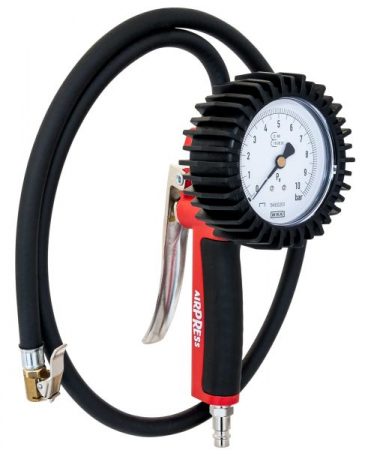Echipamente - Pistol de umflare, pentru pompare, pentru verificarea presiunii aerului, analog, presiune bar: 0-10 bar, presiune psi: 0-145 psi, conector: 1/4 SKP, masini de livrare; autoturisme de pasageri