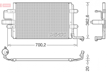 Radiator clima AC - Radiator AC condensator cu uscator potrivit AUDI A3, TT; VW BORA, BORA I, GOLF IV, NEW BEETLE 1.4-3.2 09.96-12.13