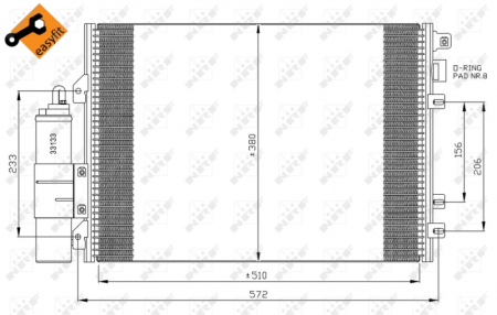 Radiator clima AC - Radiator AC condensator cu uscator potrivit NISSAN KUBISTAR; RENAULT KANGOO, KANGOO EXPRESS 1.2-1.9D 08.97-