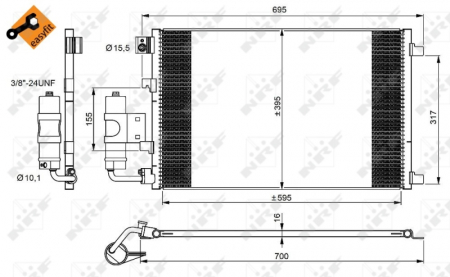 Radiator clima AC - Radiator AC condensator cu uscator potrivit NISSAN QASHQAI I 1.6/1.6LPG 02.07-04.14