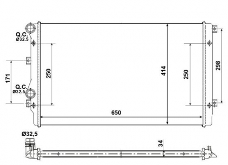 Radiator apa - Radiator apa racire motor (transmisie automata/manuala) AUDI A3, TT; SEAT ALTEA, ALTEA XL, LEON, TOLEDO III; SKODA OCTAVIA II, SUPERB II, YETI; VW BEETLE, CADDY ALLTRACK 1.0-1.9D dupa 2003