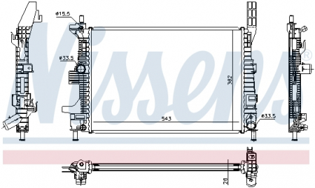 Radiator apa - Radiator apa racire motor (transmisie manuala) FORD C-MAX II, FOCUS III, GRAND C-MAX, KUGA II, TOURNEO CONNECT V408, TRANSIT CONNECT, TRANSIT CONNECT V408 1.5D/1.6D dupa 2010