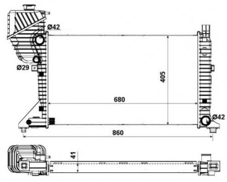 Radiator apa - Radiator apa racire motor (transmisie manuala) MERCEDES SPRINTER 2-T (901, 902), SPRINTER 3-T (903), SPRINTER 4-T (904), SPRINTER 5-T (905), SPRINTER (905) 2.1D-2.7D dupa 1995