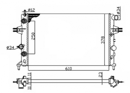 Radiator apa - Radiator apa racire motor (transmisie manuala) OPEL ASTRA G, ASTRA G CLASSIC, ASTRA G CLASSIC CARAVAN, ZAFIRA A 1.4-2.2D intre 1998-2008