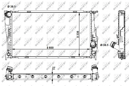 Radiator apa - Radiator motor (Automat) potrivit BMW Seria 1 (E82), 1 (E88), 3 (E90), 3 (E91), 3 (E92), 3 (E93), X1 (E84), Z4 (E89) 1.6/2.0/3.0