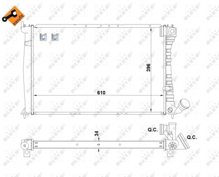 Radiator apa - Radiator motor (cu elemente montaj) potrivit CITROEN XANTIA 1.9D/2.0/2.1D