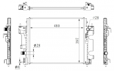 Radiator apa - Radiator motor (Manual) potrivit RENAULT TWINGO III; SMART FORFOUR, FORTWO 0.9/1.0/Electric