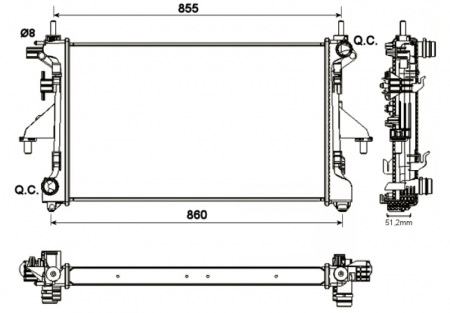 Radiator apa - Radiator motor potrivit CITROEN JUMPER; FIAT DUCATO; PEUGEOT BOXER 2.2D/2.3D/3.0D