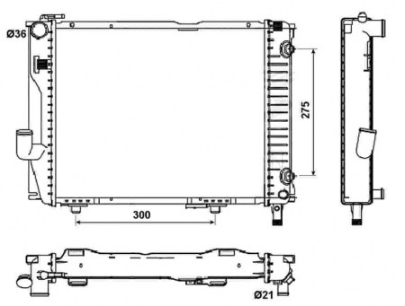 Radiator apa - Radiator motor potrivit MERCEDES 124 (A124), 124 (C124), 124 (W124), 124 T-MODEL (S124), E (A124), E (C124), E (W124), E T-MODEL (S124) 2.6-3.6