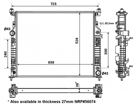 Radiator apa - Radiator motor potrivit MERCEDES GL (X164), M (W164), R (W251, V251) 3.0-5.5