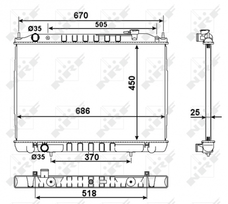 Radiator apa - Radiator motor potrivit NISSAN NAVARA, PICK UP 2.5D