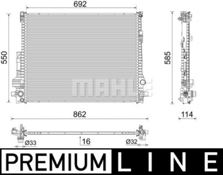 Radiator apa - Radiator motor potrivit VOLVO XC90 II 2.0H