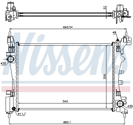 Radiator apa - Radiator racire motor potrivit CITROEN NEMO, NEMO/MINIVAN; FIAT FIORINO, FIORINO/MINIVAN, QUBO; PEUGEOT BIPPER, BIPPER TEPEE 1.4