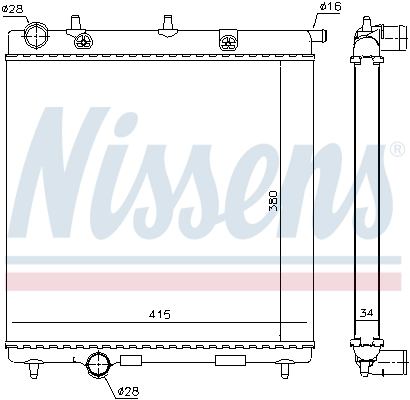 Radiator apa - Radiator racire motor potrivit DS DS 3; CITROEN C2, C2 ENTERPRISE, C3 AIRCROSS II, C3 I, C3 II, C3 III, C3 PLURIEL, C4 CACTUS, DS3; OPEL CROSSLAND X, CROSSLAND X /LAND; PEUGEOT 1007 1.0-1.6D