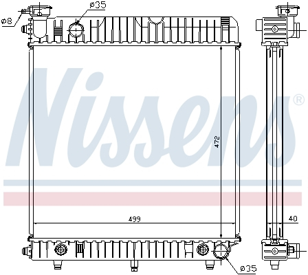 Radiator apa - Radiator racire motor potrivit MERCEDES T1 (601), T1 (601, 611), T1 (B601), T1 (B602), T1/TN 2.4D-3.0D