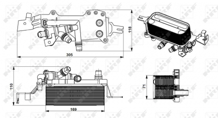 Radiator ulei - Radiator ulei termoflot (cu carcasa filtru ulei ; cu garnitura) potrivit BMW Seria 5 (F10), 5 (F11), 5 GRAN TURISMO (F07), 6 (F12), 6 (F13), 6 GRAN COUPE (F06), 7 (F01, F02, F03, F04) 2.5/3.0/4.4 06.0