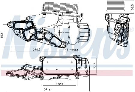 Radiator ulei - Radiator ulei termoflot cu carcasa filtru ulei potrivit MERCEDES C (CL203), C T-MODEL (S203), C T-MODEL (S204), C (W203), C (W204), CLC (CL203), CLK (A209), CLK (C209), CLS (C219), E (A207) 2.5-5.5 06
