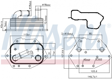 Radiator ulei - Radiator ulei termoflot potrivit CITROEN C5 II, C5 III, C6, C8, C-CROSSER, C-CROSSER ENTERPRISE; FIAT ULYSSE; FORD GALAXY II, MONDEO IV, S-MAX; JAGUAR XF I, XF SPORTBRAKE; LANCIA PHEDRA 2.2D 03.06-