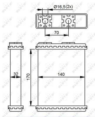 Schimbator caldura incalzire habitaclu (140x170x32) FORD MAVERICK; MITSUBISHI COLT IV, LANCER IV, LANCER V, SPACE, SPACE RUNNER; NISSAN SERENA, VANETTE CARGO 1.3-2.7D intre 1991-2004 [2]